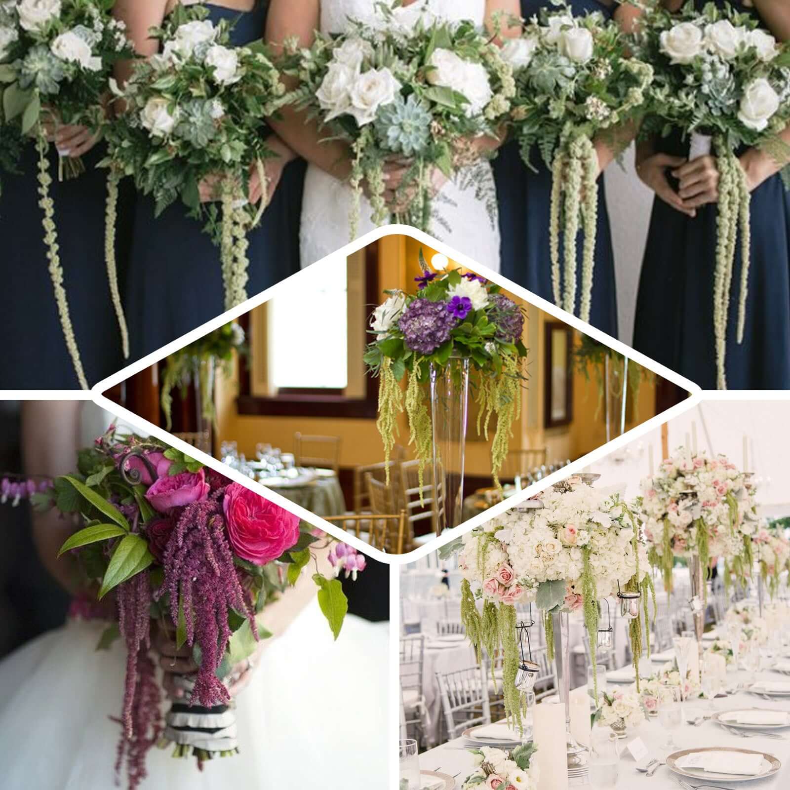 2 Pack Green Artificial Amaranthus Flower Stem Spray and Ivy Leaves 32" - Linen Luxes