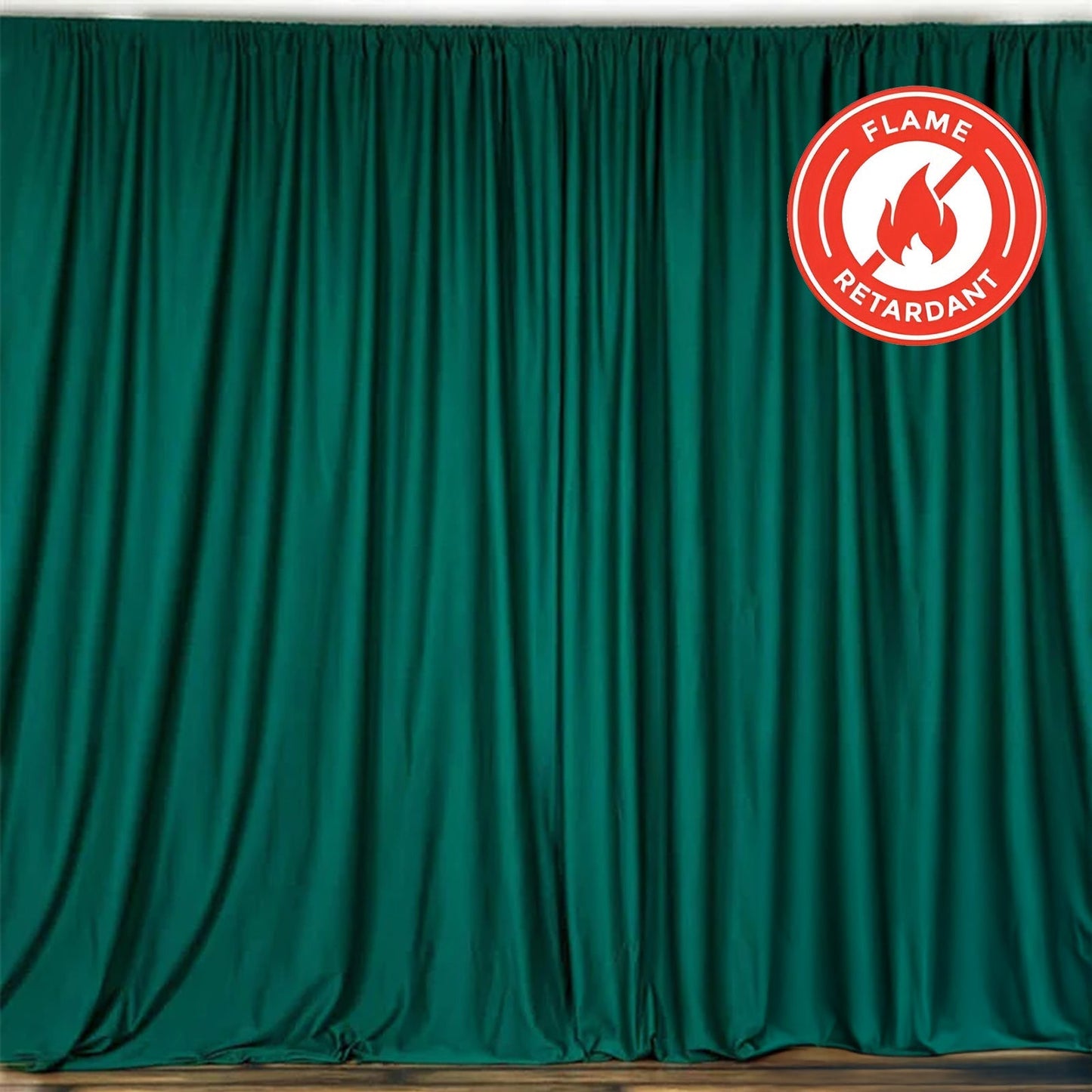 2 Pack Hunter Emerald Green Scuba Polyester Event Curtain Drapes, Durable Flame Resistant Backdrop Event Panels Wrinkle Free with Rod Pockets - 10ftx10ft - Linen Luxes