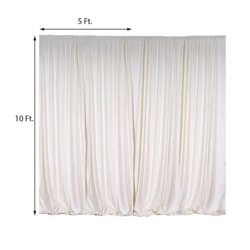 2 Pack Ivory Scuba Polyester Event Curtain Drapes, Durable Flame Resistant Backdrop Event Panels Wrinkle Free with Rod Pockets - 10ftx10ft - Linen Luxes