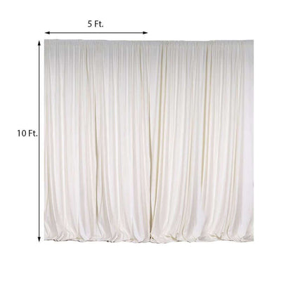 2 Pack Ivory Scuba Polyester Event Curtain Drapes, Durable Flame Resistant Backdrop Event Panels Wrinkle Free with Rod Pockets - 10ftx10ft - Linen Luxes
