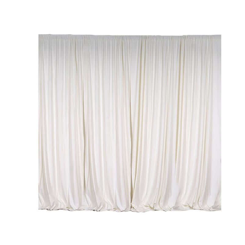 2 Pack Ivory Scuba Polyester Event Curtain Drapes, Durable Flame Resistant Backdrop Event Panels Wrinkle Free with Rod Pockets - 10ftx10ft - Linen Luxes
