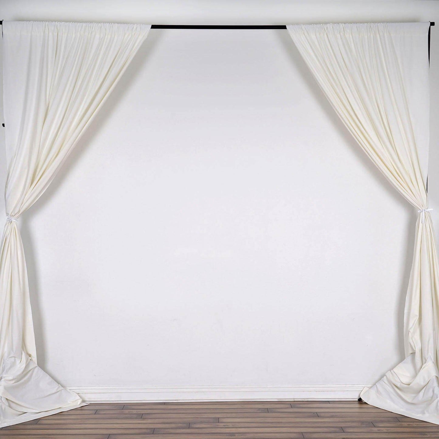 2 Pack Ivory Scuba Polyester Event Curtain Drapes, Durable Flame Resistant Backdrop Event Panels Wrinkle Free with Rod Pockets - 10ftx10ft - Linen Luxes