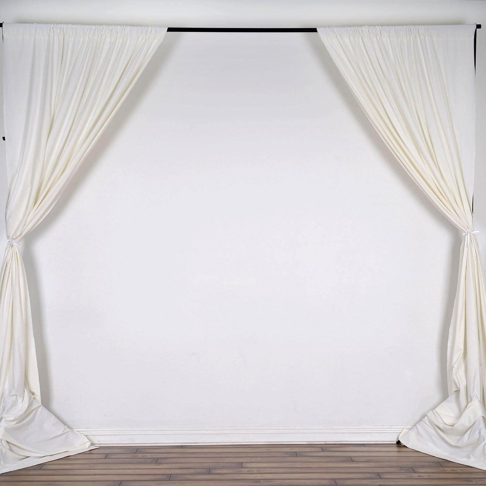 2 Pack Ivory Scuba Polyester Event Curtain Drapes, Durable Flame Resistant Backdrop Event Panels Wrinkle Free with Rod Pockets - 10ftx10ft - Linen Luxes