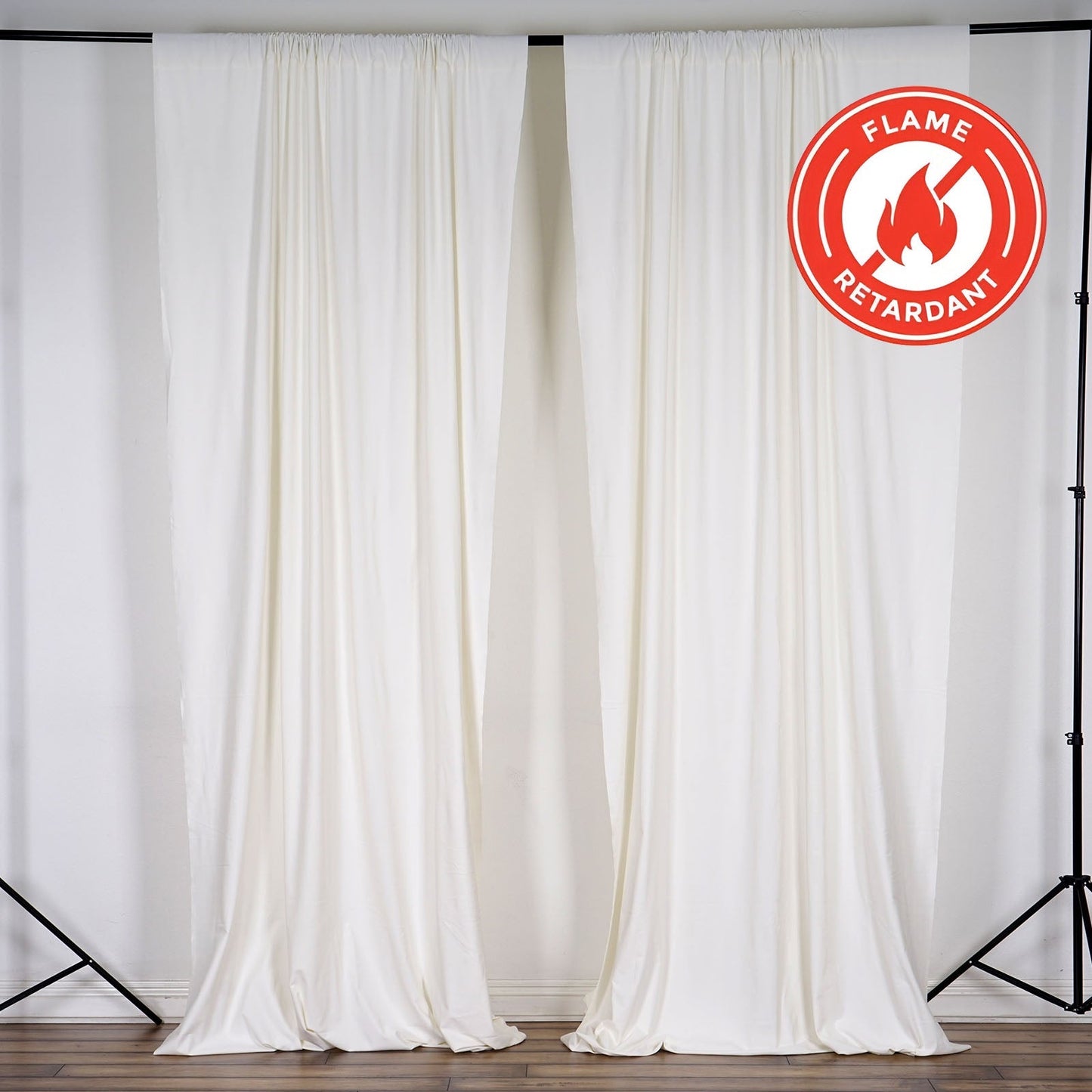 2 Pack Ivory Scuba Polyester Event Curtain Drapes, Durable Flame Resistant Backdrop Event Panels Wrinkle Free with Rod Pockets - 10ftx10ft - Linen Luxes