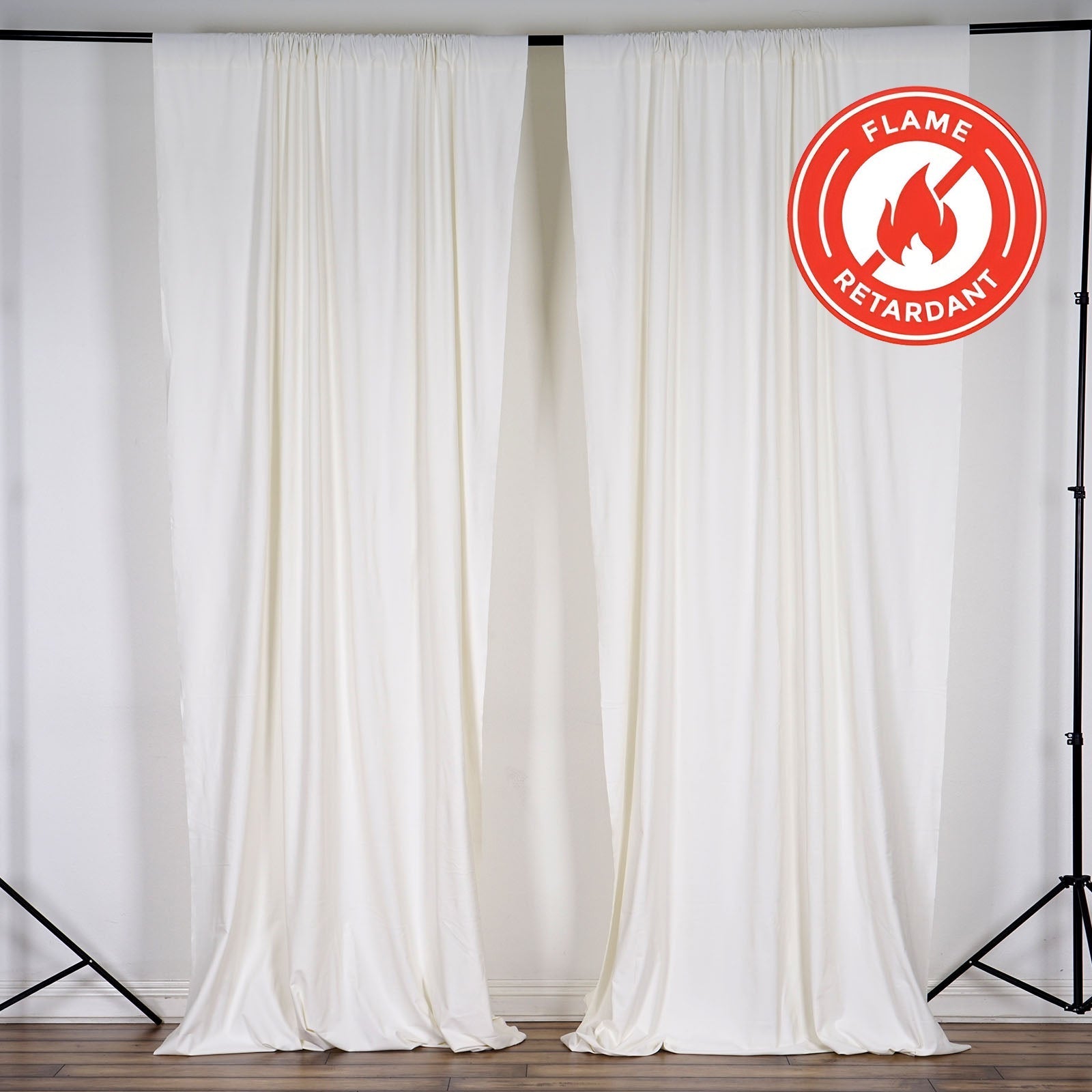 2 Pack Ivory Scuba Polyester Event Curtain Drapes, Durable Flame Resistant Backdrop Event Panels Wrinkle Free with Rod Pockets - 10ftx10ft - Linen Luxes
