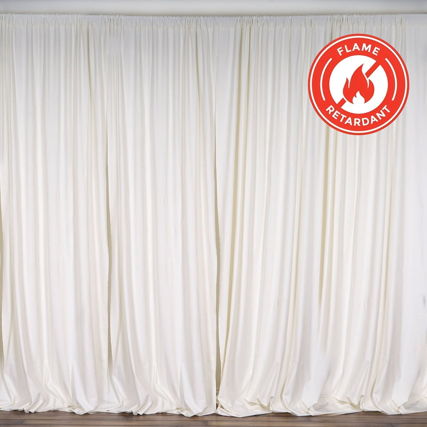 2 Pack Ivory Scuba Polyester Event Curtain Drapes, Durable Flame Resistant Backdrop Event Panels Wrinkle Free with Rod Pockets - 10ftx10ft - Linen Luxes