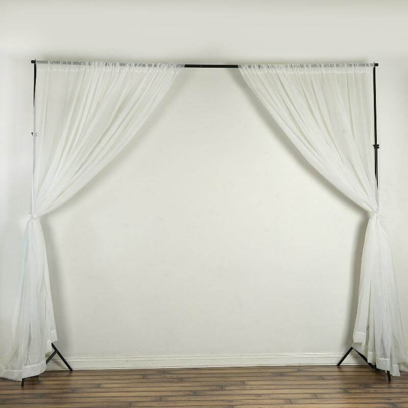 2 Pack Ivory Sheer Chiffon Event Curtain Drapes, Durable Flame Resistant Organza Backdrop Event Panels With Rod Pockets - 10ftx10ft - Linen Luxes