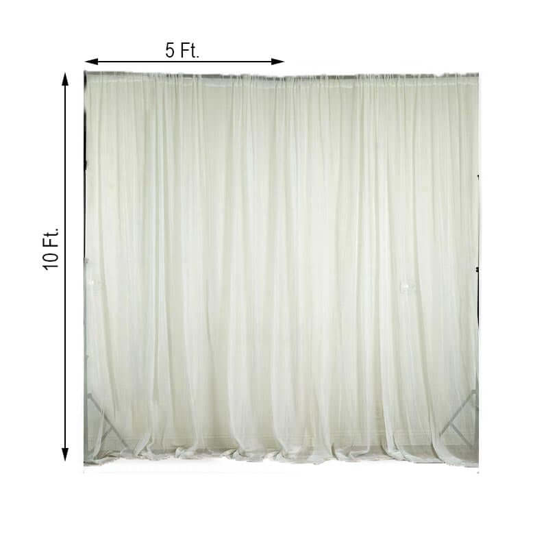 2 Pack Ivory Sheer Chiffon Event Curtain Drapes, Durable Flame Resistant Organza Backdrop Event Panels With Rod Pockets - 10ftx10ft - Linen Luxes