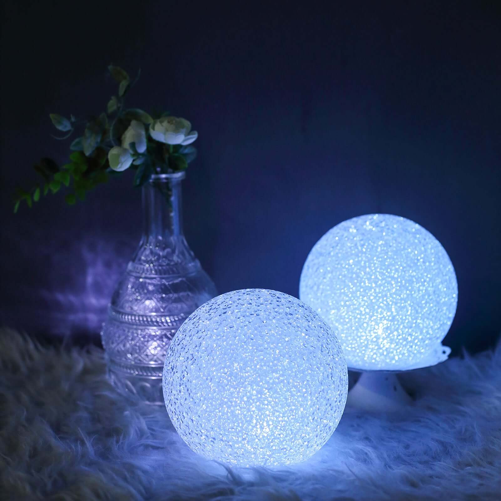 2 - Pack LED Light Globes Color Changing - Battery Operated Ball Centerpieces 6" - Linen Luxes