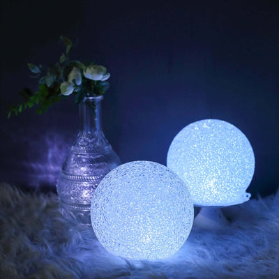2 - Pack LED Light Globes Color Changing - Battery Operated Ball Centerpieces 6" - Linen Luxes