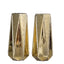 2 - Pack Mercury Glass Vases Geometric Design Gold - Stylish Wedding Floral Centerpieces 8" - Linen Luxes
