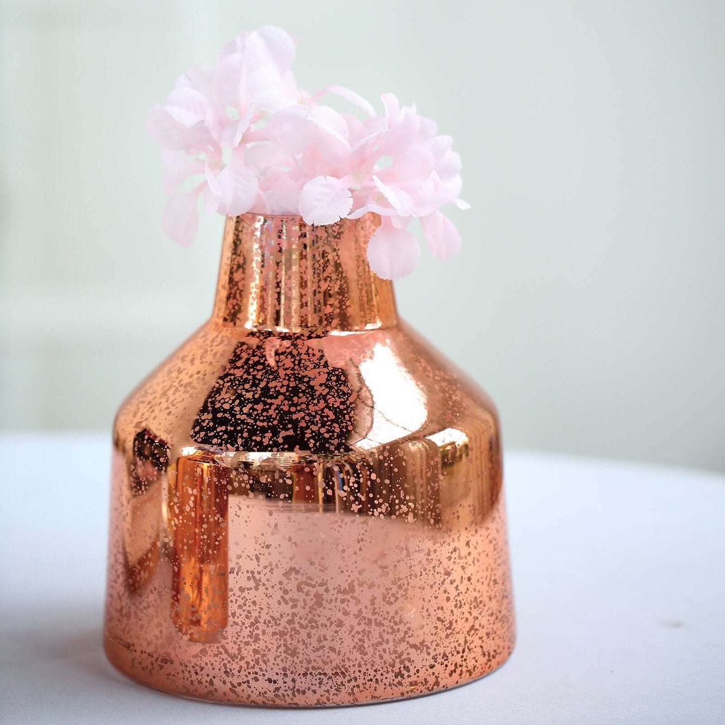 2 - Pack Mercury Glass Vases Vessel Design Rose Gold - Stylish Flower Centerpieces for Events 8" - Linen Luxes
