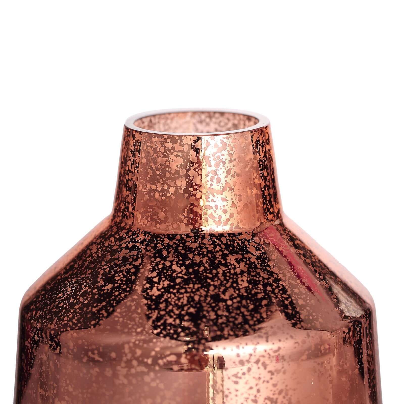 2 - Pack Mercury Glass Vases Vessel Design Rose Gold - Stylish Flower Centerpieces for Events 8" - Linen Luxes
