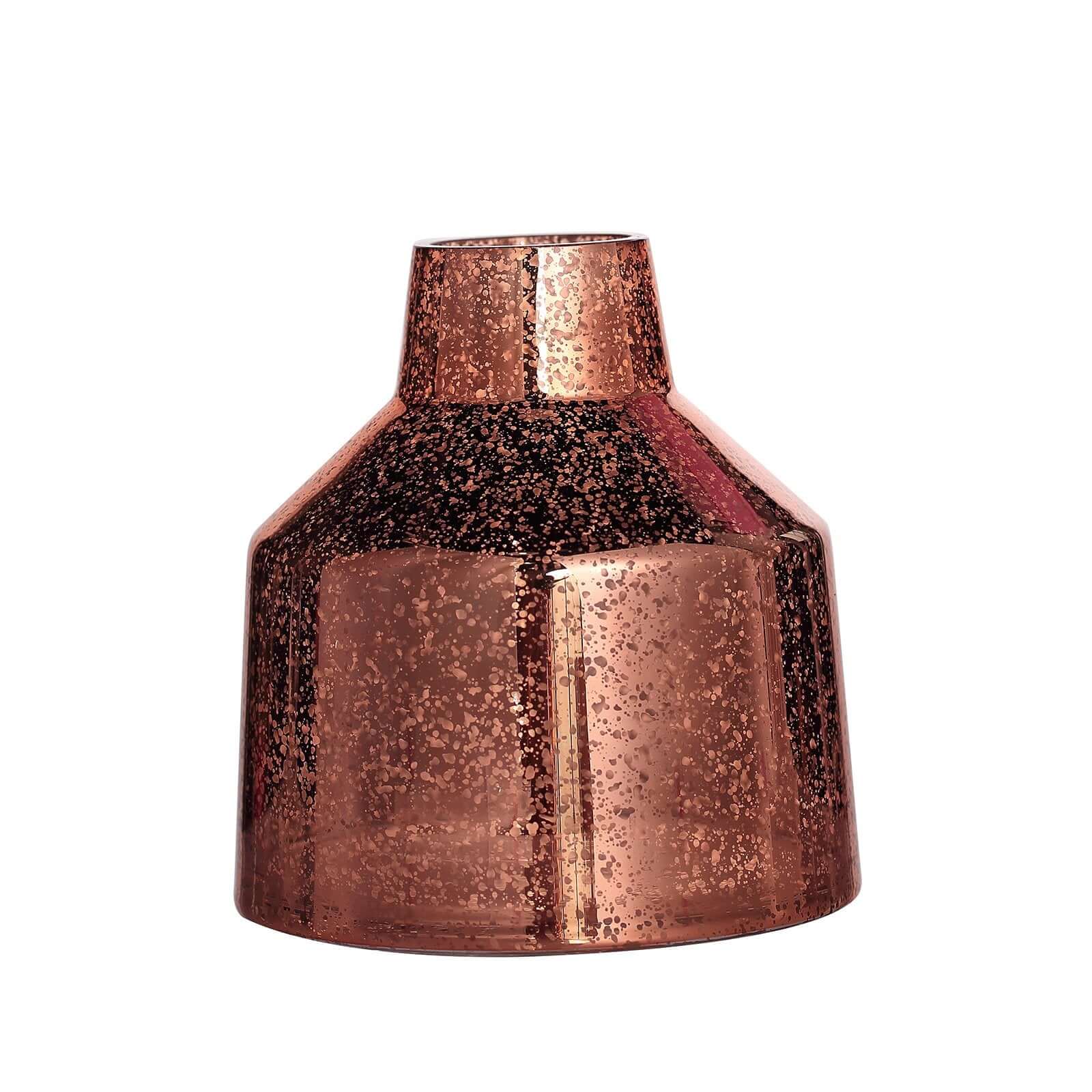 2 - Pack Mercury Glass Vases Vessel Design Rose Gold - Stylish Flower Centerpieces for Events 8" - Linen Luxes