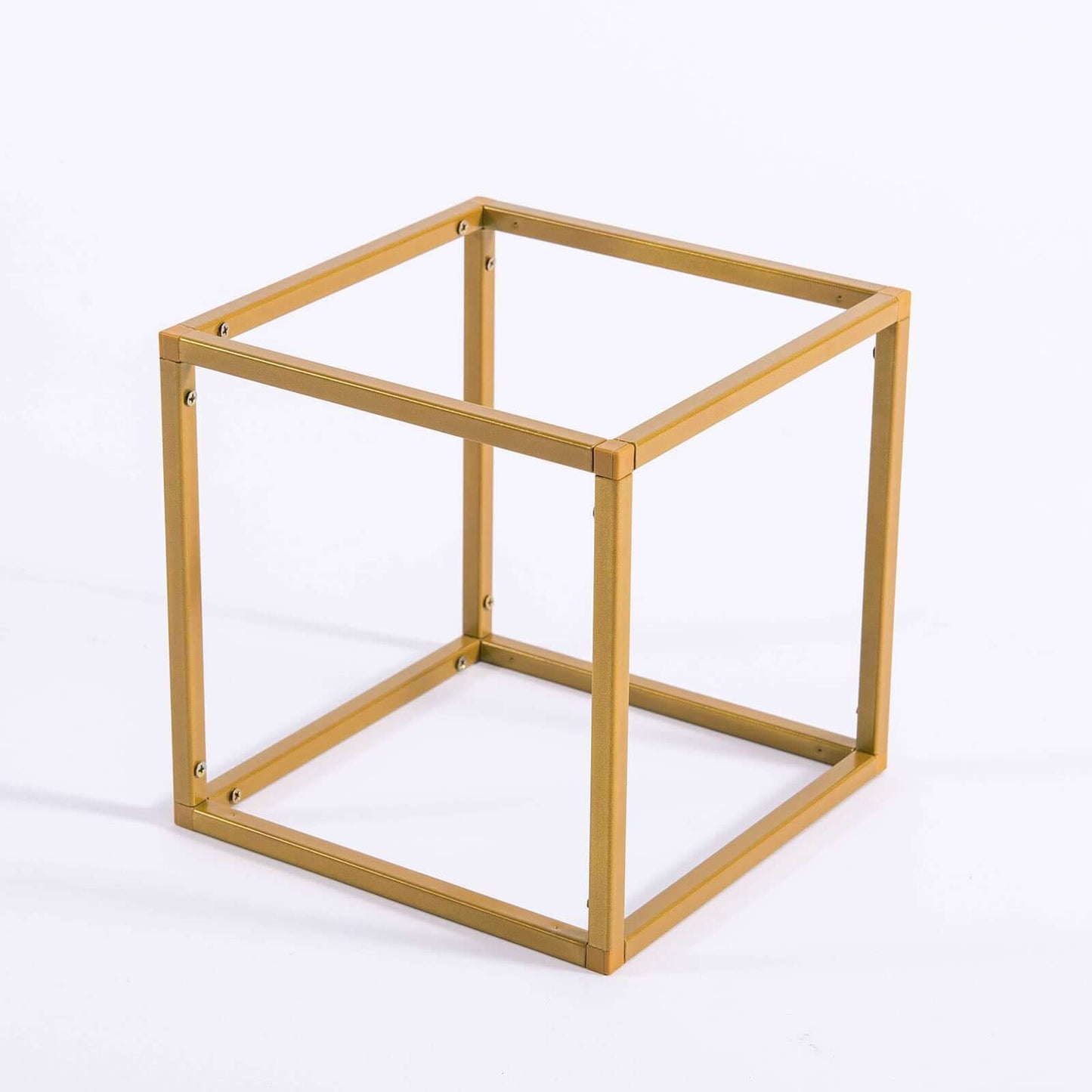 2 - Pack Metal Flower Stands Gold Geometric Wedding Centerpieces Square Frame - Compact Design 8" - Linen Luxes