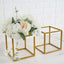 2 - Pack Metal Flower Stands Gold Geometric Wedding Centerpieces Square Frame - Compact Design 8" - Linen Luxes