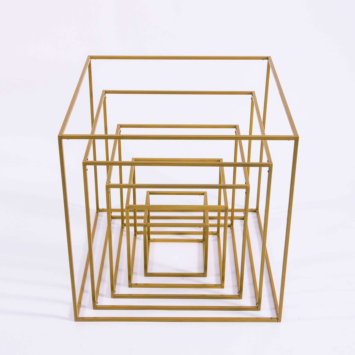 2 - Pack Metal Flower Stands Gold Geometric Wedding Centerpieces Square Frame - Compact Design 8" - Linen Luxes