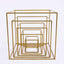 2 - Pack Metal Flower Stands Gold Geometric Wedding Centerpieces Square Frame - Compact Design 8" - Linen Luxes
