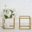 2 - Pack Metal Flower Stands Gold Geometric Wedding Centerpieces Square Frame - Compact Design 8" - Linen Luxes