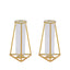 2 - Pack Mini Wedding Centerpieces Gold Metal Frame Triangular Geometric Design - Test Tube Bud Vases 6" - Linen Luxes