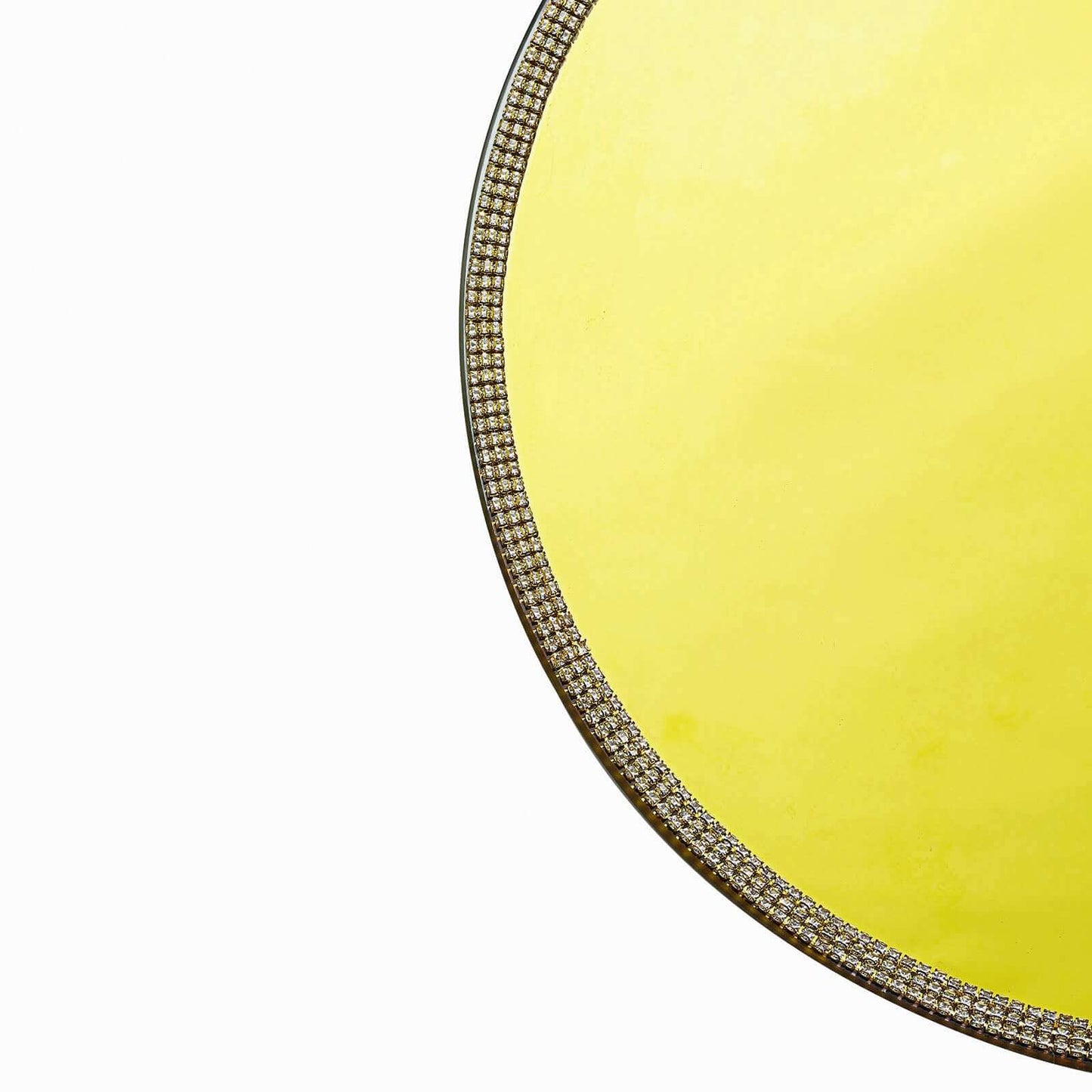 2 - Pack Mirror Glass Round Charger Plates 13" with Metallic Gold Mirror Rhinestone Rim, Dazzling Decorative Chargers - Linen Luxes