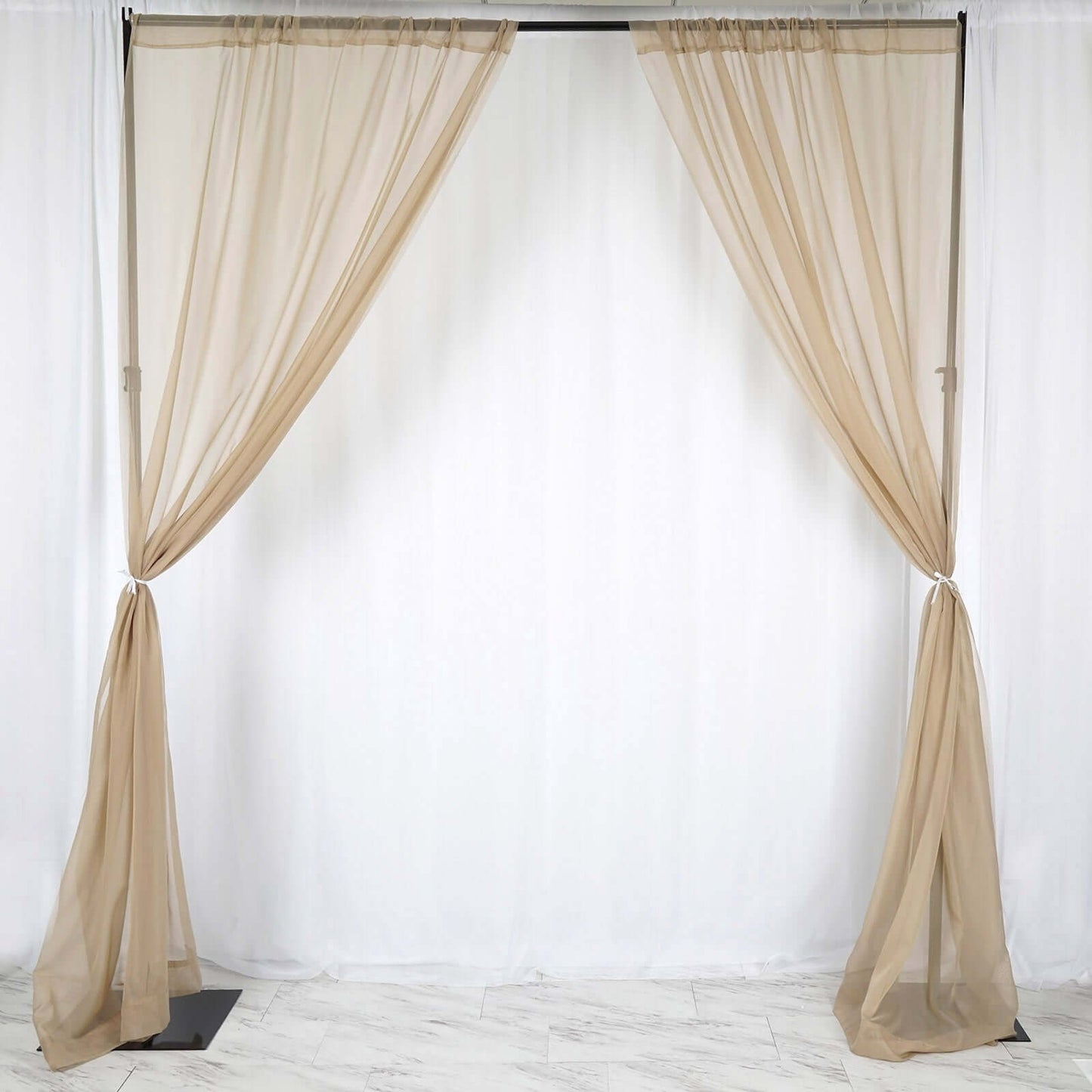 2 Pack Natural Sheer Chiffon Event Curtain Drapes, Durable Flame Resistant Organza Backdrop Event Panels With Rod Pockets - 10ftx10ft - Linen Luxes
