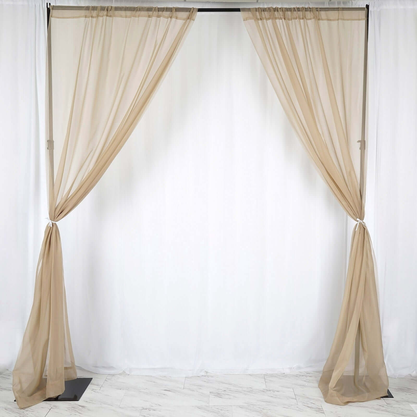 2 Pack Natural Sheer Chiffon Event Curtain Drapes, Durable Flame Resistant Organza Backdrop Event Panels With Rod Pockets - 10ftx10ft - Linen Luxes