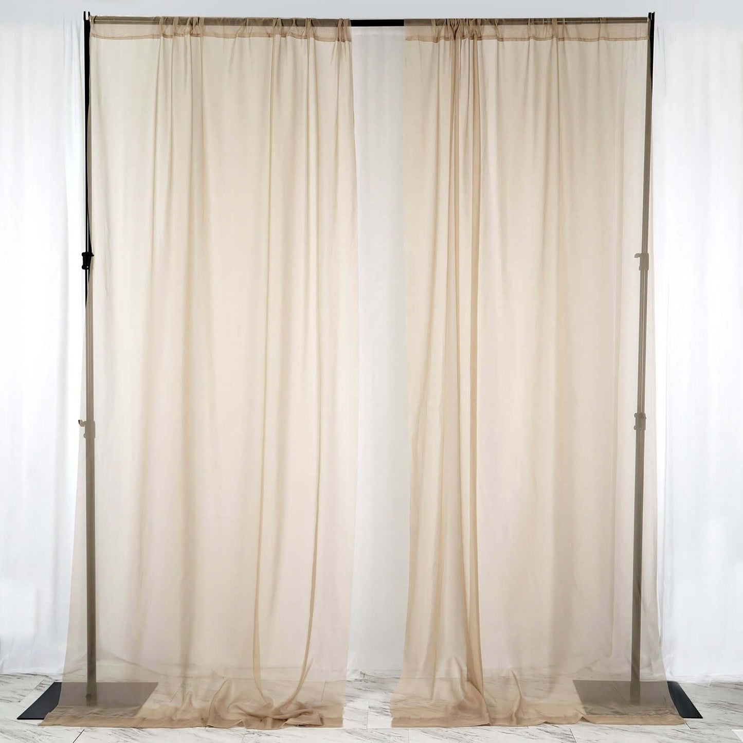 2 Pack Natural Sheer Chiffon Event Curtain Drapes, Durable Flame Resistant Organza Backdrop Event Panels With Rod Pockets - 10ftx10ft - Linen Luxes