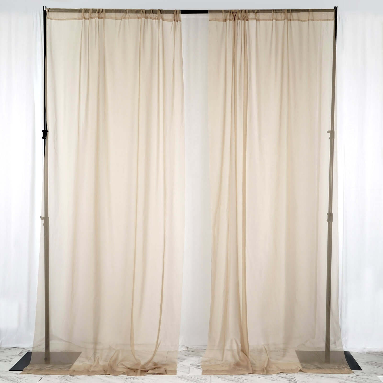 2 Pack Natural Sheer Chiffon Event Curtain Drapes, Durable Flame Resistant Organza Backdrop Event Panels With Rod Pockets - 10ftx10ft - Linen Luxes