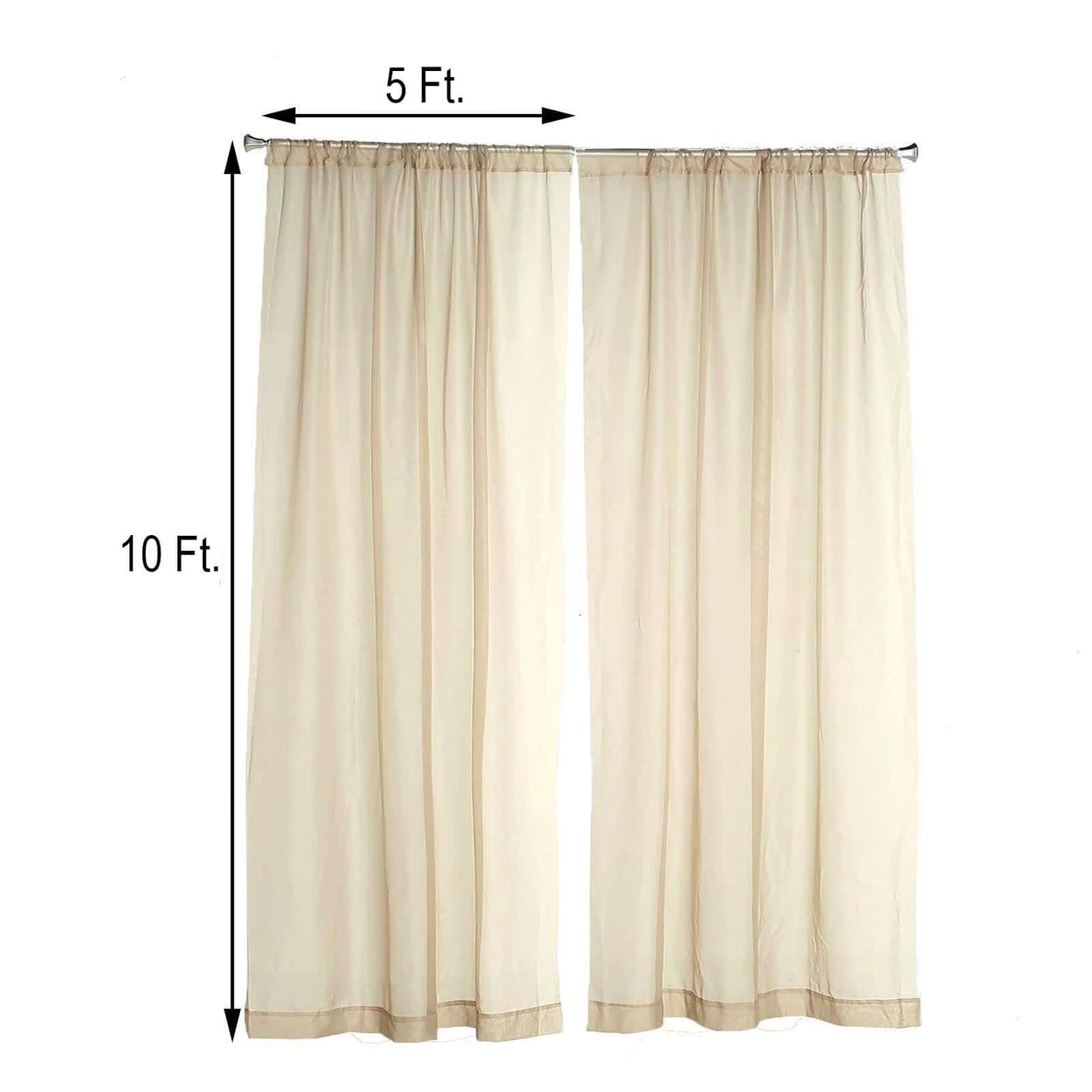 2 Pack Natural Sheer Chiffon Event Curtain Drapes, Durable Flame Resistant Organza Backdrop Event Panels With Rod Pockets - 10ftx10ft - Linen Luxes