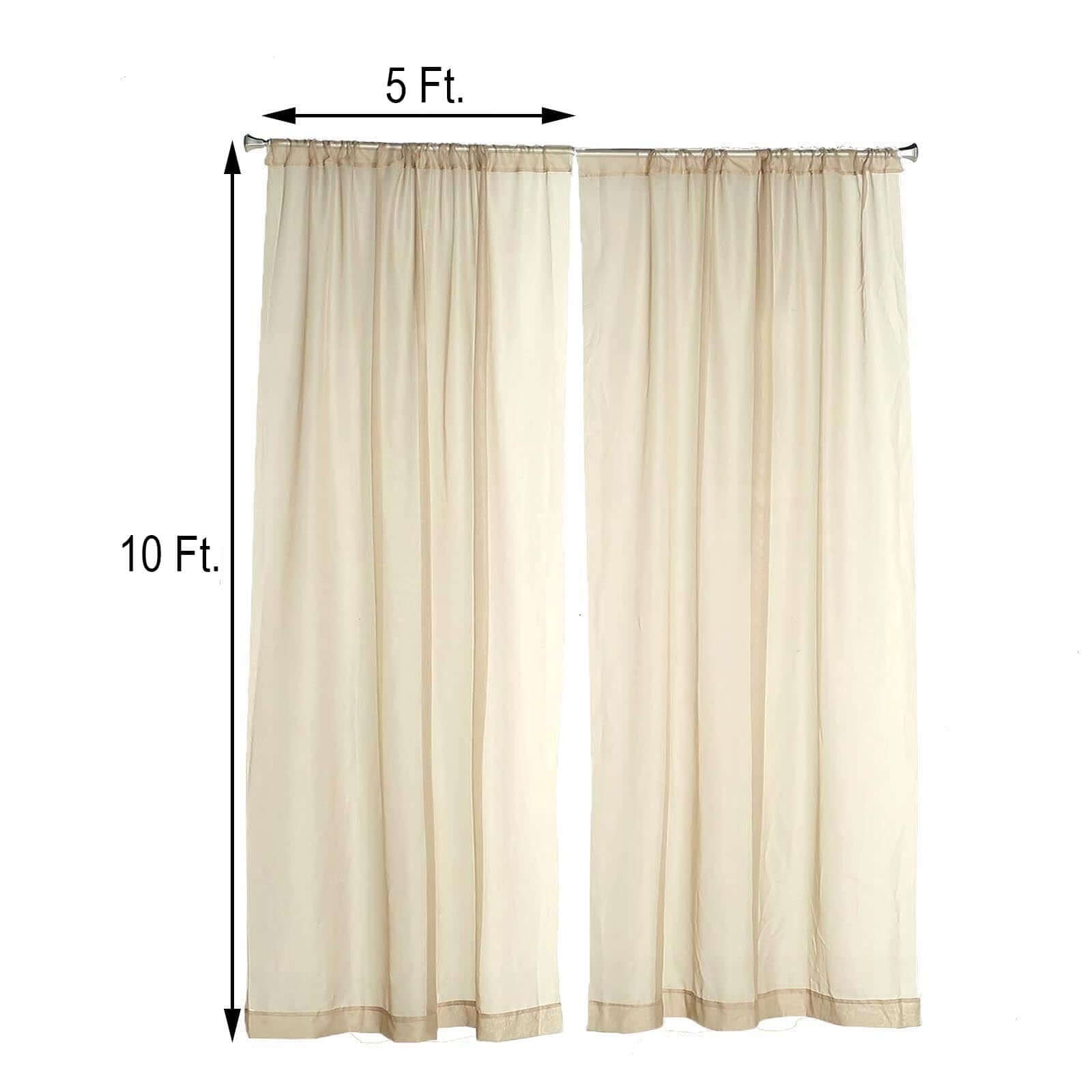 2 Pack Natural Sheer Chiffon Event Curtain Drapes, Durable Flame Resistant Organza Backdrop Event Panels With Rod Pockets - 10ftx10ft - Linen Luxes
