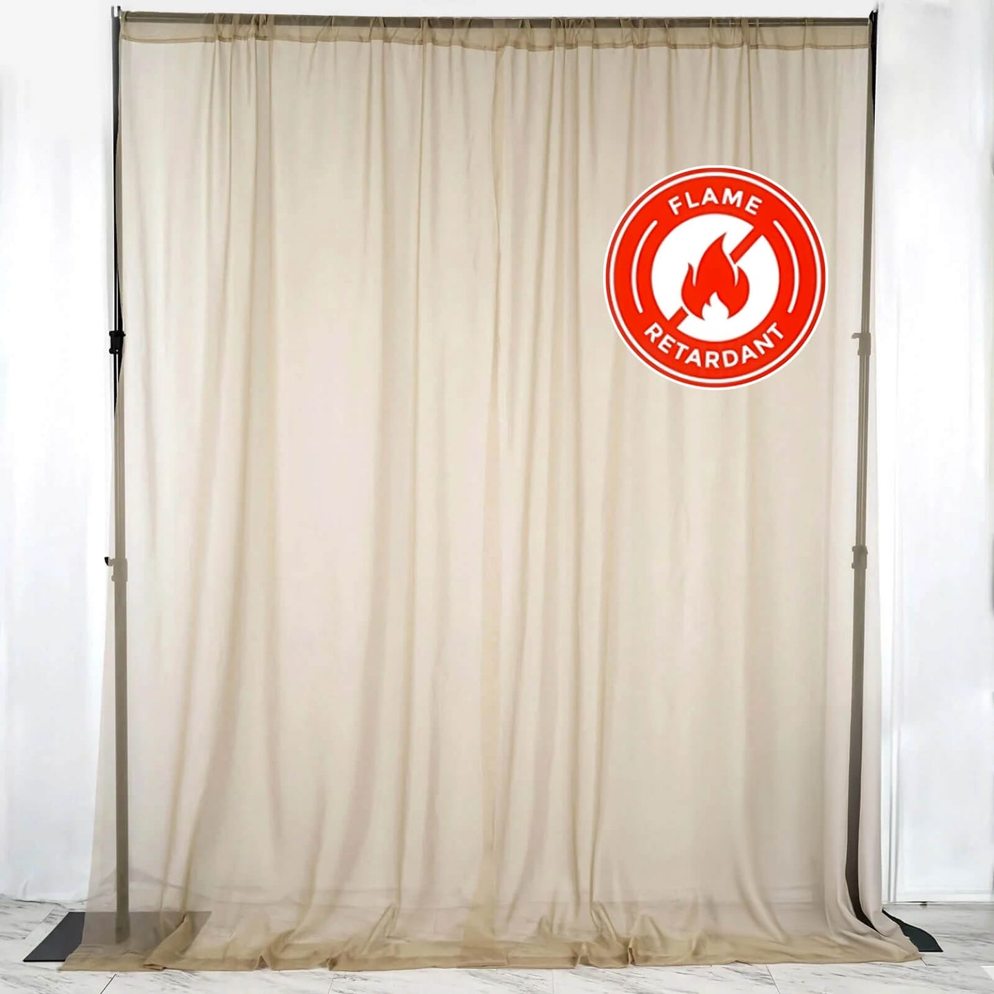 2 Pack Natural Sheer Chiffon Event Curtain Drapes, Durable Flame Resistant Organza Backdrop Event Panels With Rod Pockets - 10ftx10ft - Linen Luxes