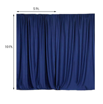 2 Pack Navy Blue Scuba Polyester Event Curtain Drapes, Durable Flame Resistant Backdrop Event Panels Wrinkle Free with Rod Pockets - 10ftx10ft - Linen Luxes