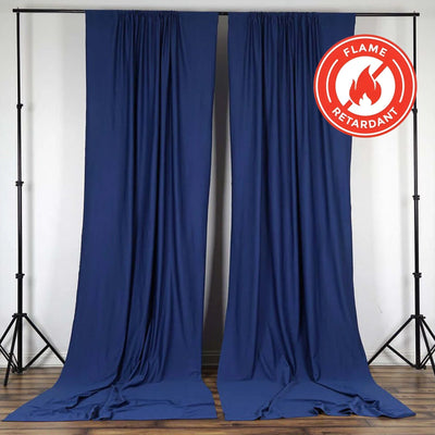 2 Pack Navy Blue Scuba Polyester Event Curtain Drapes, Durable Flame Resistant Backdrop Event Panels Wrinkle Free with Rod Pockets - 10ftx10ft - Linen Luxes