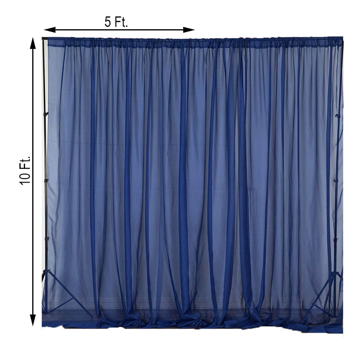 2 Pack Navy Blue Sheer Chiffon Event Curtain Drapes, Durable Flame Resistant Organza Backdrop Event Panels With Rod Pockets - 10ftx10ft - Linen Luxes