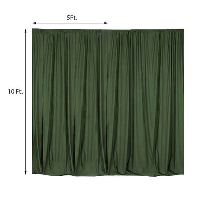 2 Pack Olive Green Scuba Polyester Event Curtain Drapes, Durable Flame Resistant Backdrop Event Panels Wrinkle Free with Rod Pockets - 10ftx10ft - Linen Luxes