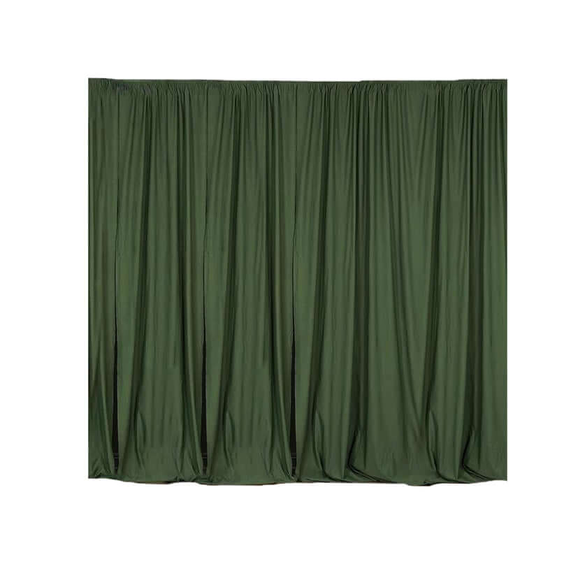 2 Pack Olive Green Scuba Polyester Event Curtain Drapes, Durable Flame Resistant Backdrop Event Panels Wrinkle Free with Rod Pockets - 10ftx10ft - Linen Luxes