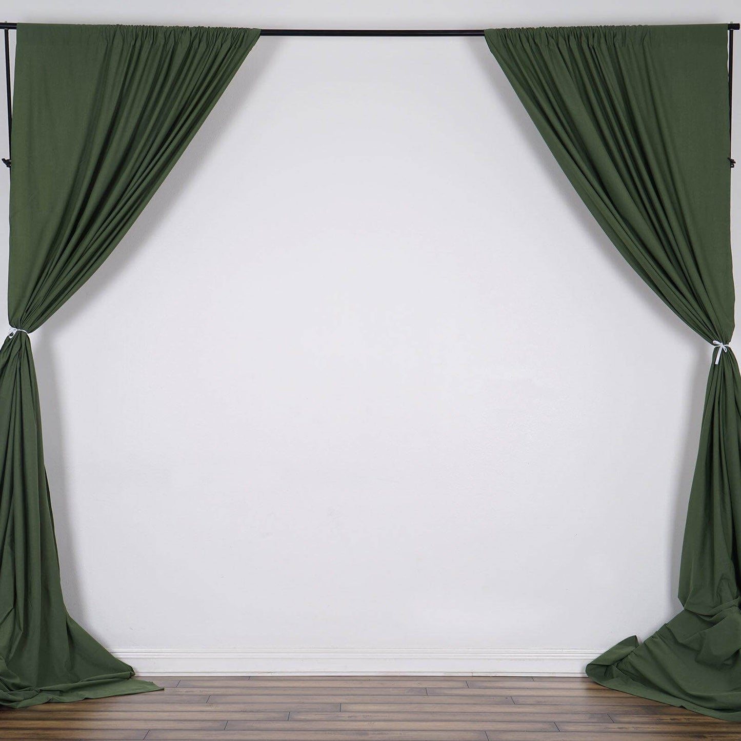 2 Pack Olive Green Scuba Polyester Event Curtain Drapes, Durable Flame Resistant Backdrop Event Panels Wrinkle Free with Rod Pockets - 10ftx10ft - Linen Luxes
