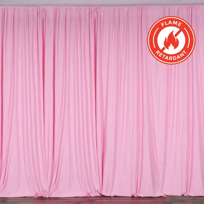 2 Pack Pink Scuba Polyester Event Curtain Drapes, Durable Flame Resistant Backdrop Event Panels Wrinkle Free with Rod Pockets - 10ftx10ft - Linen Luxes