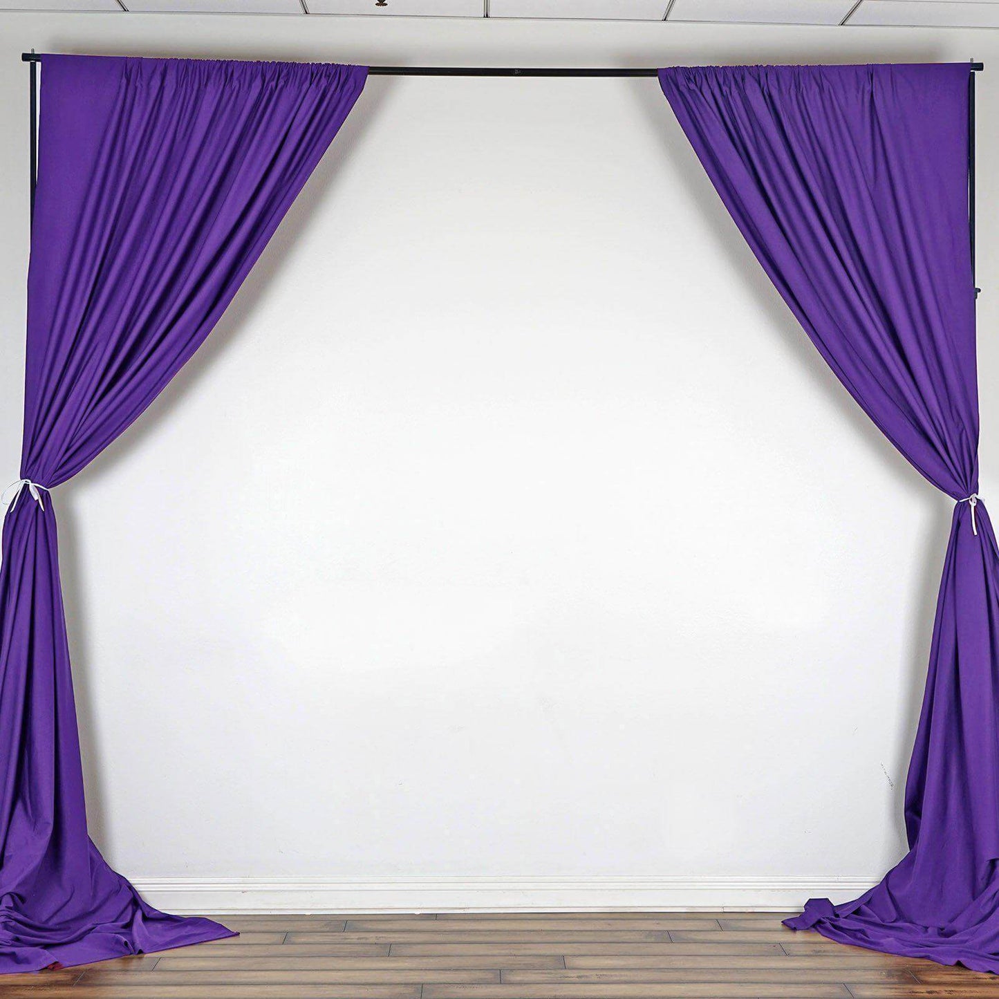 2 Pack Purple Scuba Polyester Event Curtain Drapes, Durable Flame Resistant Backdrop Event Panels Wrinkle Free with Rod Pockets - 10ftx10ft - Linen Luxes