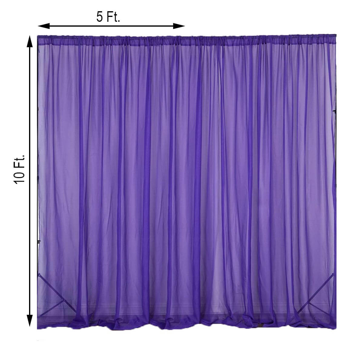 2 Pack Purple Sheer Chiffon Event Curtain Drapes, Durable Flame Resistant Organza Backdrop Event Panels With Rod Pockets - 10ftx10ft - Linen Luxes