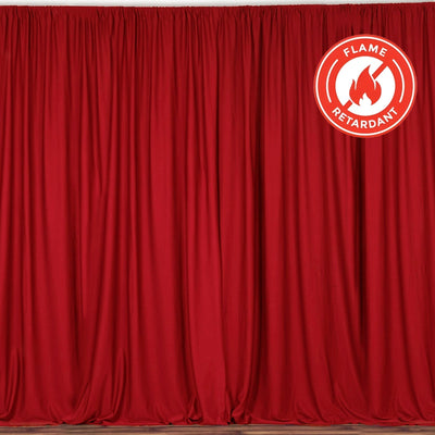 2 Pack Red Scuba Polyester Event Curtain Drapes, Durable Flame Resistant Backdrop Event Panels Wrinkle Free with Rod Pockets - 10ftx10ft - Linen Luxes
