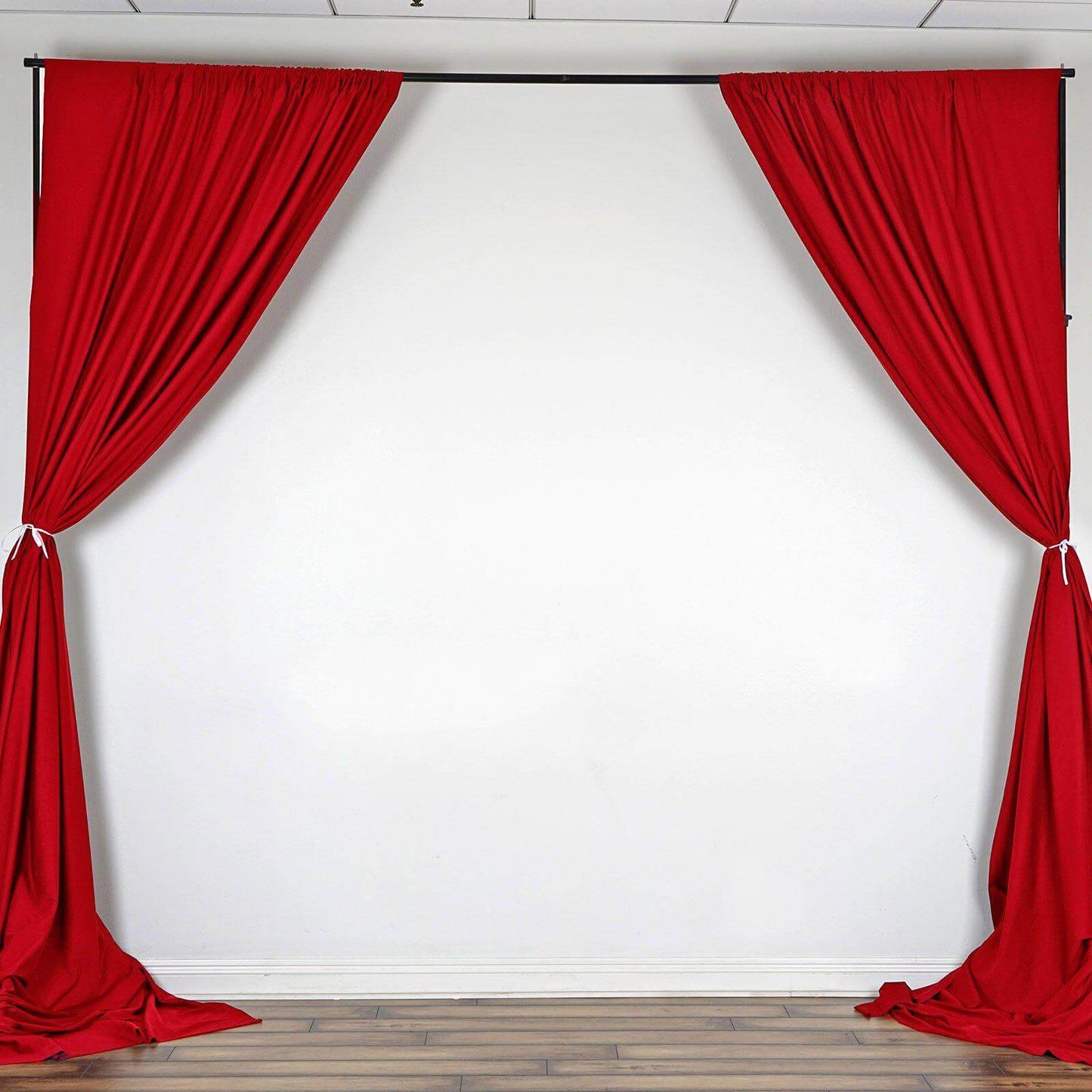 2 Pack Red Scuba Polyester Event Curtain Drapes, Durable Flame Resistant Backdrop Event Panels Wrinkle Free with Rod Pockets - 10ftx10ft - Linen Luxes