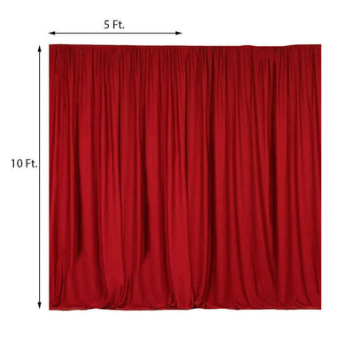 2 Pack Red Scuba Polyester Event Curtain Drapes, Durable Flame Resistant Backdrop Event Panels Wrinkle Free with Rod Pockets - 10ftx10ft - Linen Luxes