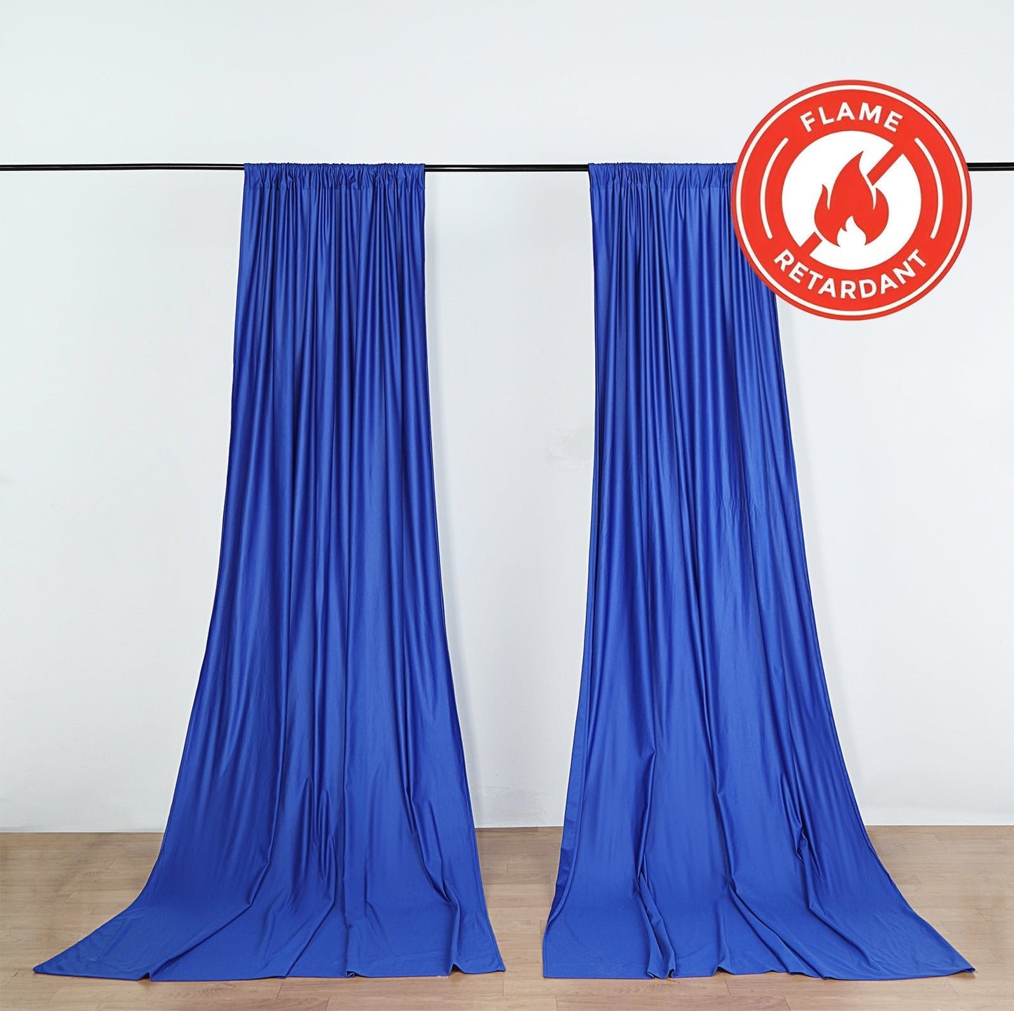 2 Pack Royal Blue Scuba Polyester Event Curtain Drapes, Durable Flame Resistant Backdrop Event Panels Wrinkle Free with Rod Pockets - 10ftx10ft - Linen Luxes