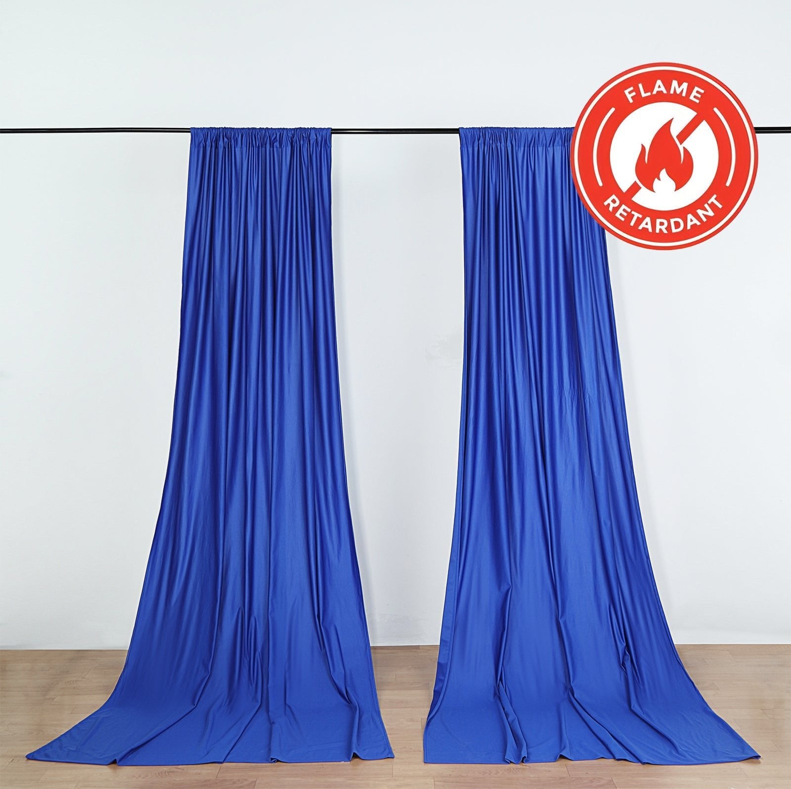 2 Pack Royal Blue Scuba Polyester Event Curtain Drapes, Durable Flame Resistant Backdrop Event Panels Wrinkle Free with Rod Pockets - 10ftx10ft - Linen Luxes
