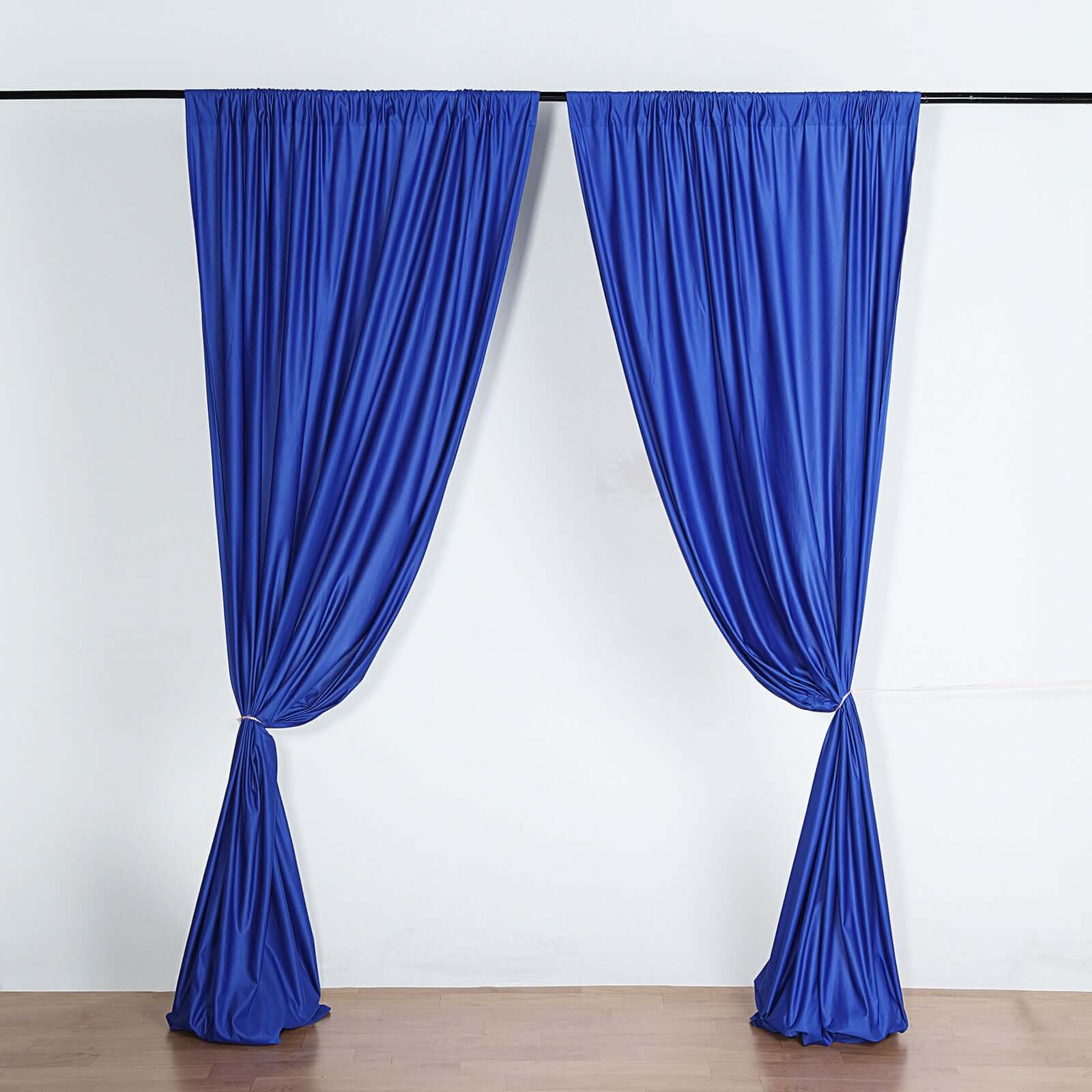 2 Pack Royal Blue Scuba Polyester Event Curtain Drapes, Durable Flame Resistant Backdrop Event Panels Wrinkle Free with Rod Pockets - 10ftx10ft - Linen Luxes