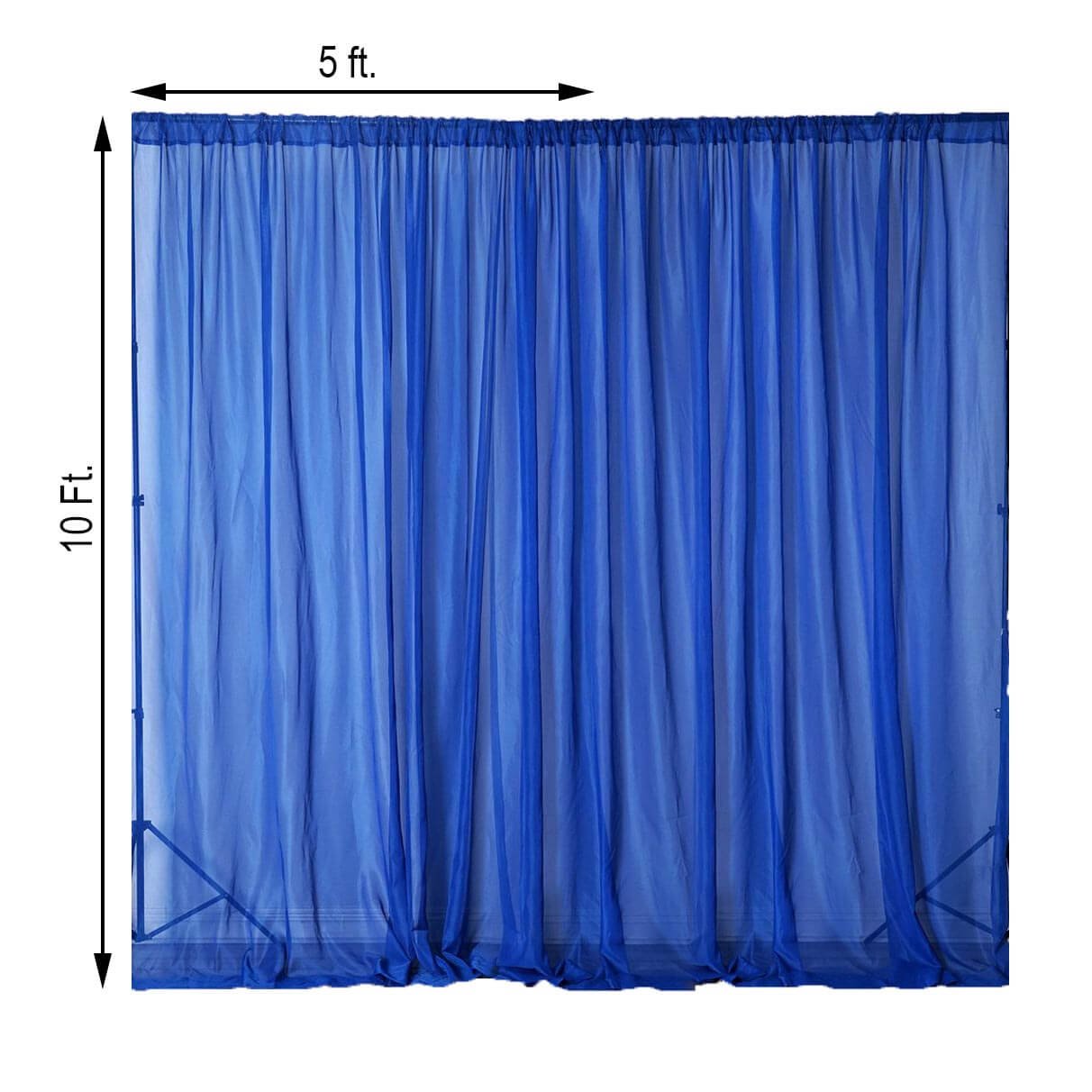 2 Pack Royal Blue Sheer Chiffon Event Curtain Drapes, Durable Flame Resistant Organza Backdrop Event Panels With Rod Pockets - 10ftx10ft - Linen Luxes