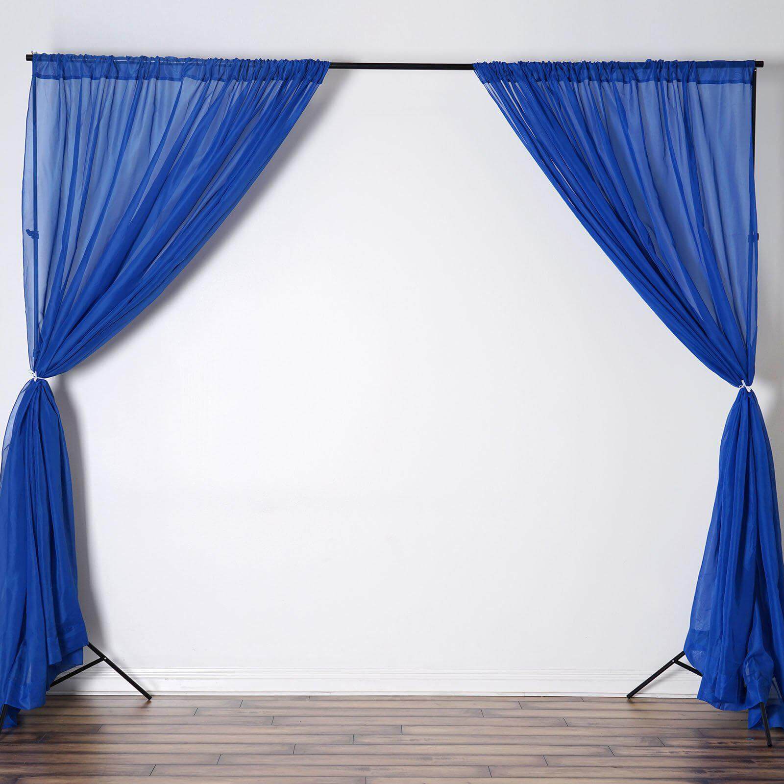 2 Pack Royal Blue Sheer Chiffon Event Curtain Drapes, Durable Flame Resistant Organza Backdrop Event Panels With Rod Pockets - 10ftx10ft - Linen Luxes