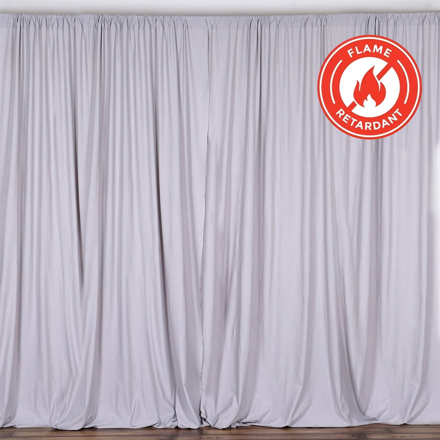 2 Pack Silver Scuba Polyester Event Curtain Drapes, Durable Flame Resistant Backdrop Event Panels Wrinkle Free with Rod Pockets - 10ftx10ft - Linen Luxes